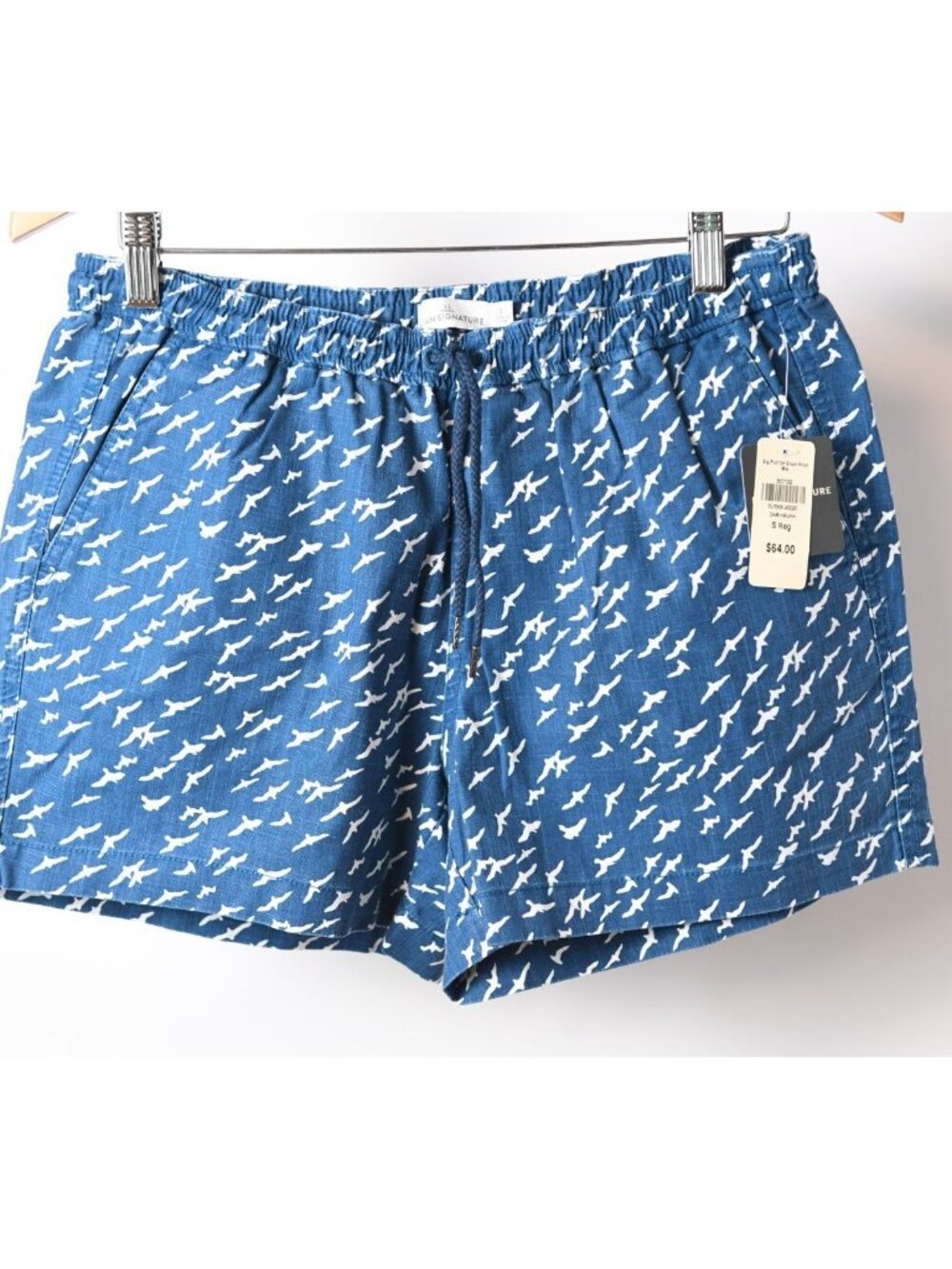 L.L. Bean Signature Shorts Blue Women's Size Small Elastic Waist Birds NEW